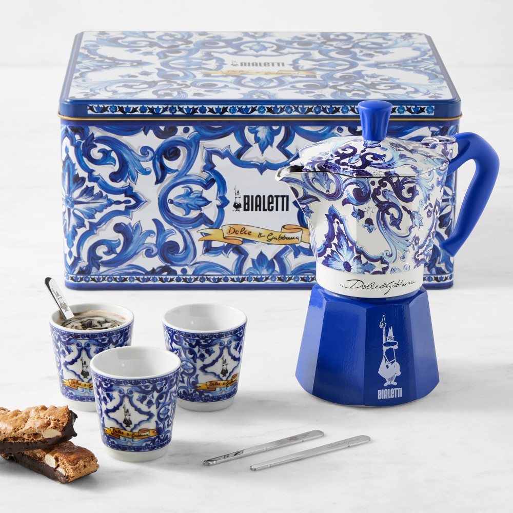 OPEN BOX: Bialetti Moka Dolce & Gabbana 6-Cup Gift Set, Blu Mediterraneo