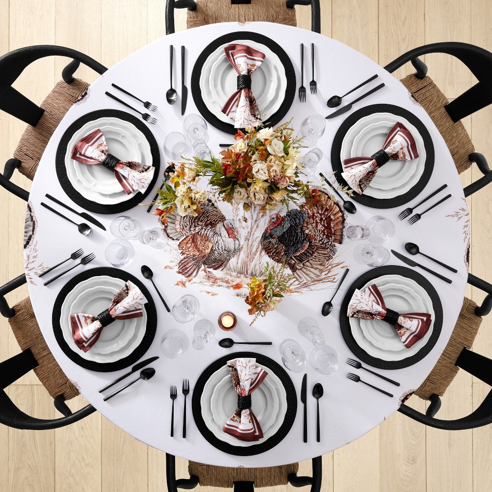 Plymouth Turkey Round Tablecloth