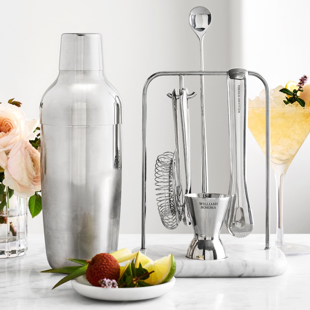 Williams Sonoma Encore Bar Tool Set with Marble Stand & Shaker