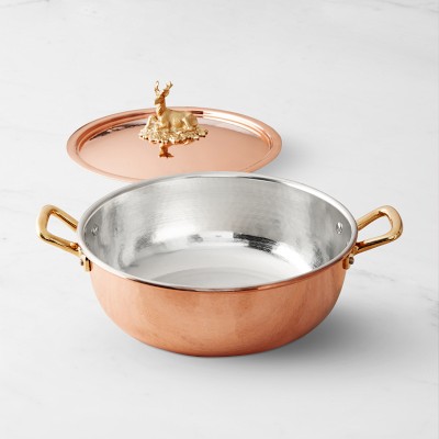 Ruffoni Historia Hammered Copper Chef Pot with Stag Knob, 4-Qt.