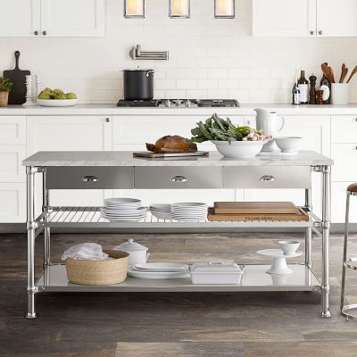 Modular Double Kitchen Island with Marble Top (72