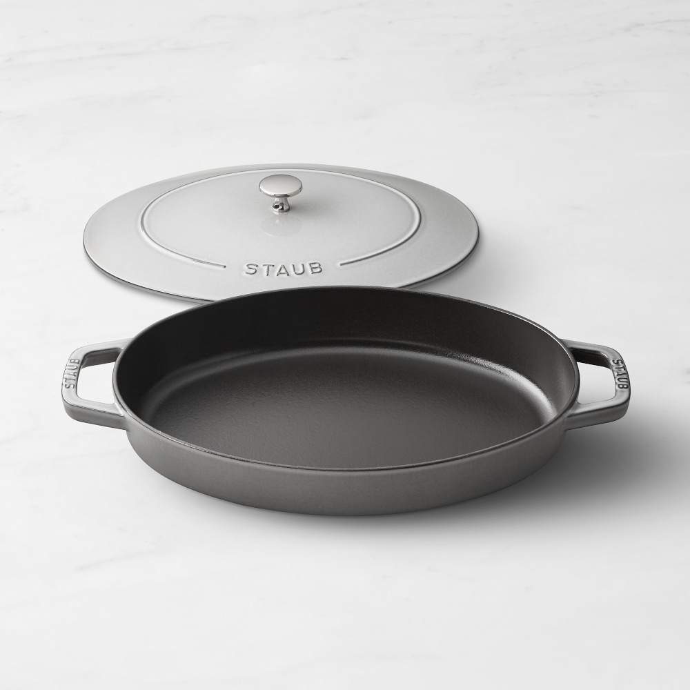 Staub Enameled Cast Iron Oval Gratin with Lid, 2 1/4 Qt.