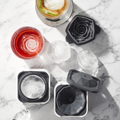 Williams Sonoma Sphere Ice Molds, Set of 2 and Glasses Set