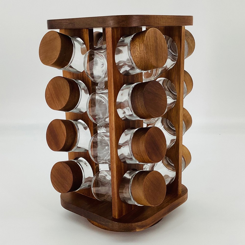 OPEN BOX: Hold Everything Revolving Spice Rack, Walnut