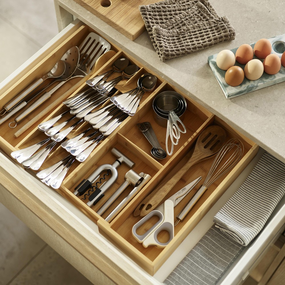 Joseph Joseph DrawerStore™ Bamboo Expanding Cutlery, Utensil & Gadgets Organizer