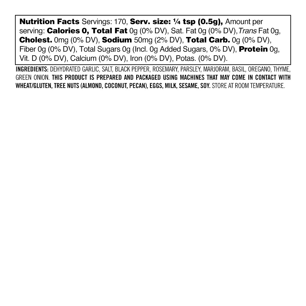 Williams Sonoma Rub, Garlic Herb Blend