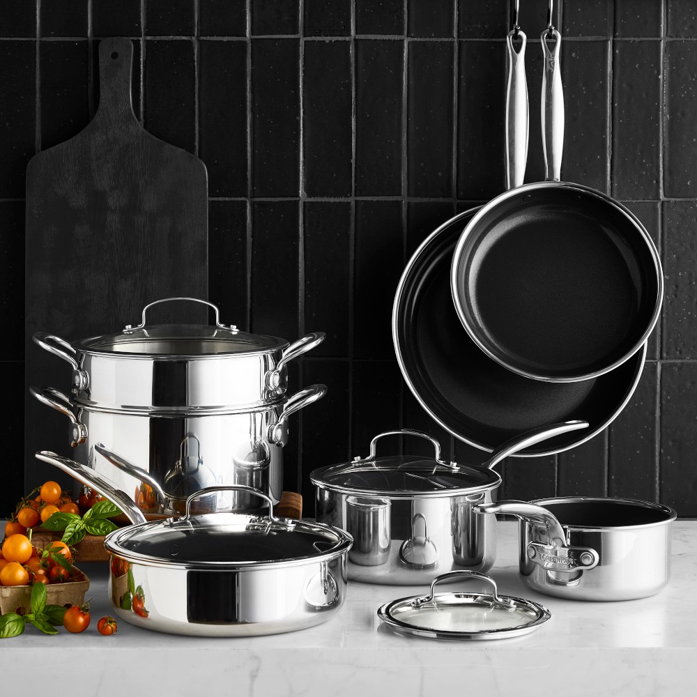 GreenPan™ Premiere Max Stainless-Steel Ceramic Nonstick 11-Piece Cookware Set