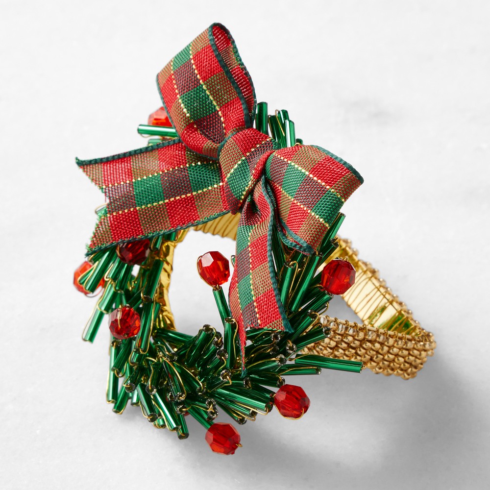 Kim Seybert x Williams Sonoma Figural Wreath Napkin Rings, Set of 4