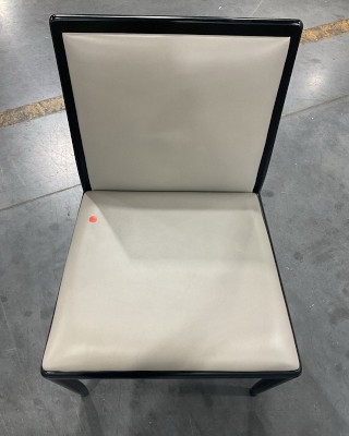 OPEN BOX: Roulan Dining Side Chair, Milano Leather Grey, Ebony