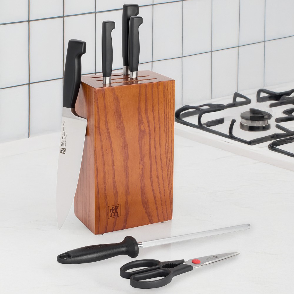 Zwilling Four Star Eco Knife Block, Set of 7, Brown Ashwood