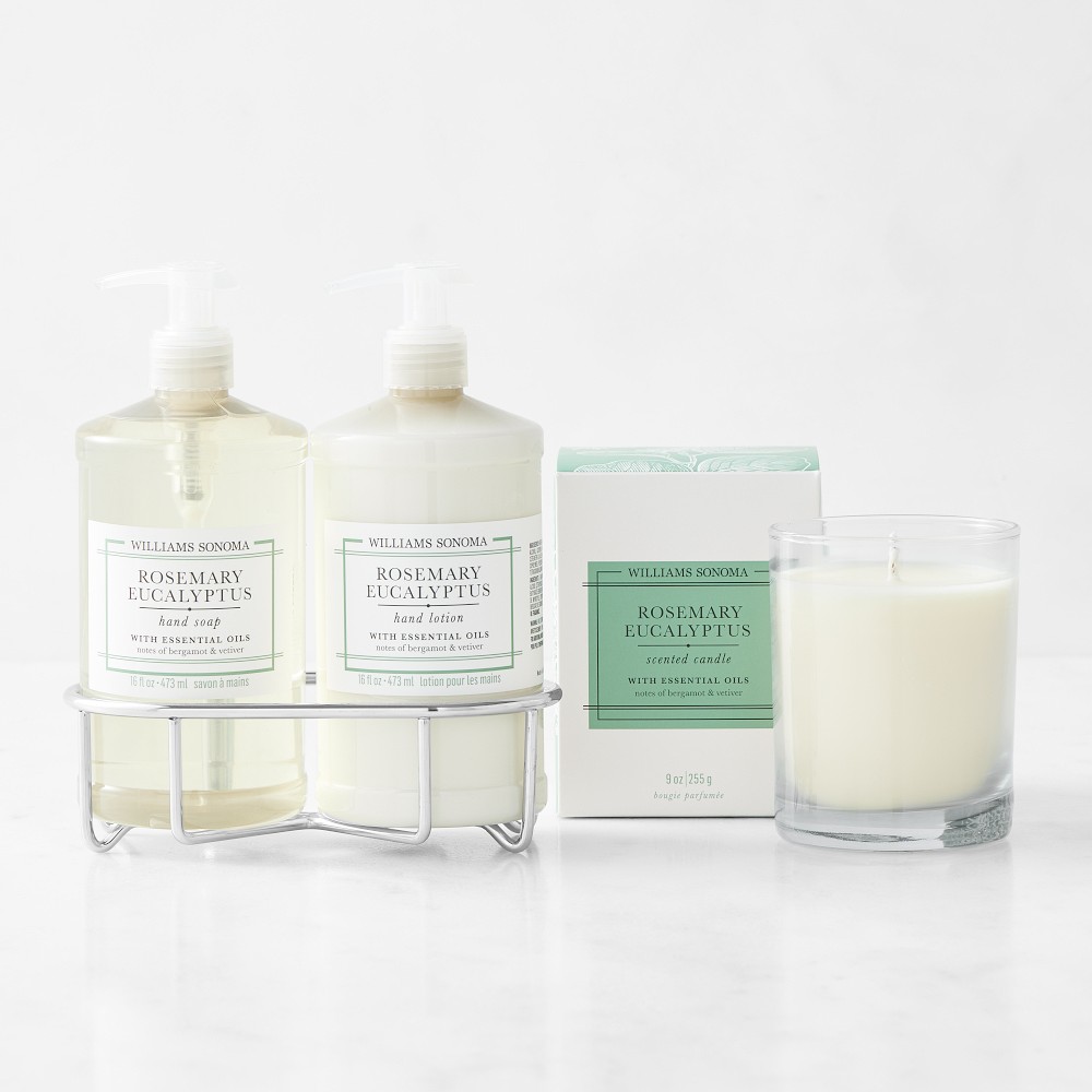 Williams Sonoma Rosemary Eucalyptus Hand Soap, Lotion & Candle 4-Piece Set