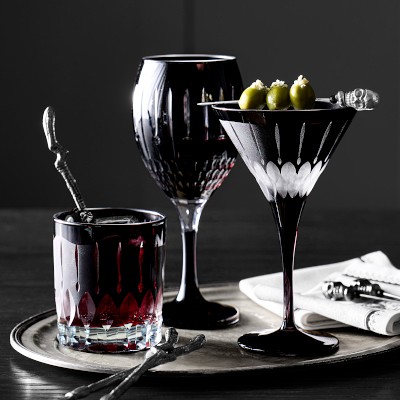 Wilshire Jewel Cut Black Mixed Martini Glasses, Set of 4