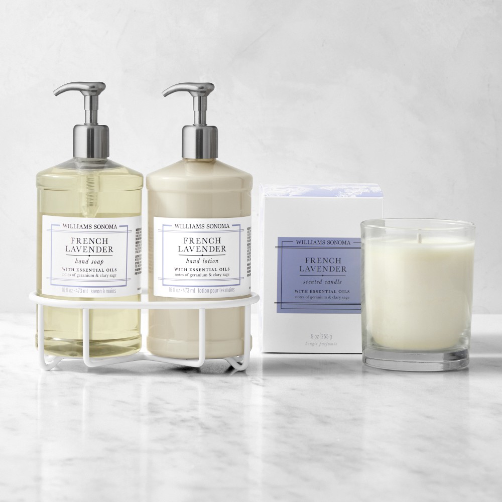 Williams Sonoma French Lavender Hand Soap, Lotion & Candle 4-Piece Set