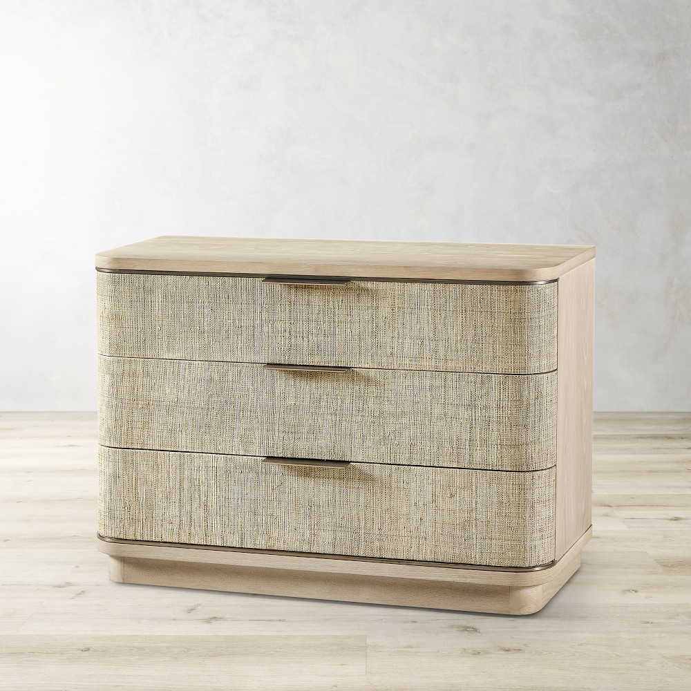 Seiche 3-Drawer Large Grass Cloth Nightstand (42