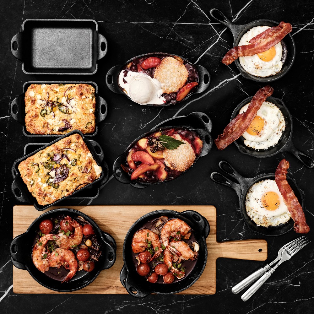 Lodge Seasoned Cast Iron Mini Rectangular Server, Set of Four