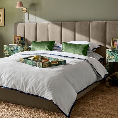 Kennedy Extra Wide Channel-Tufted Upholstered Bed & Headboard