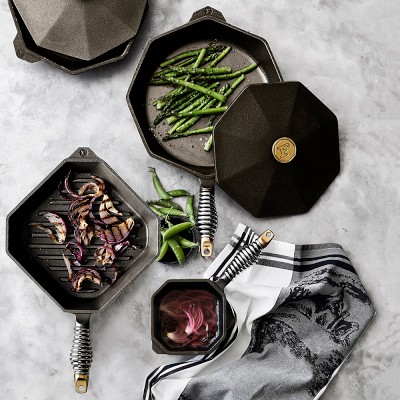 FINEX Seasoned Cast Iron Skillet Fry Pan with Lid