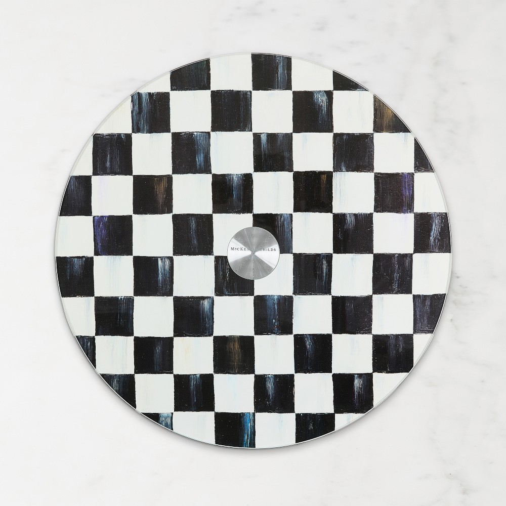 MacKenzie Childs Courtly Check Glass Lazy Susan