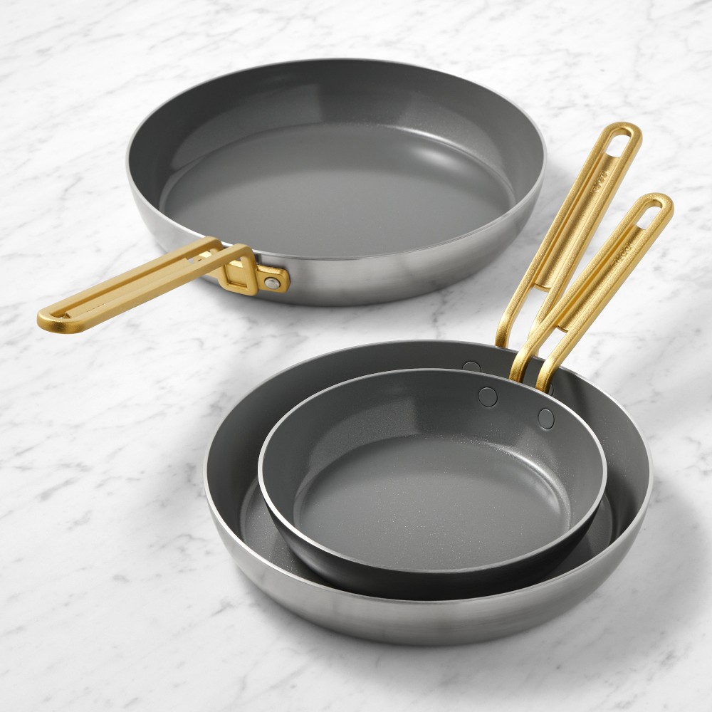 GreenPan™ Stanley Tucci™ Stainless-Steel Ceramic Nonstick 3-Piece Fry Pan Set
