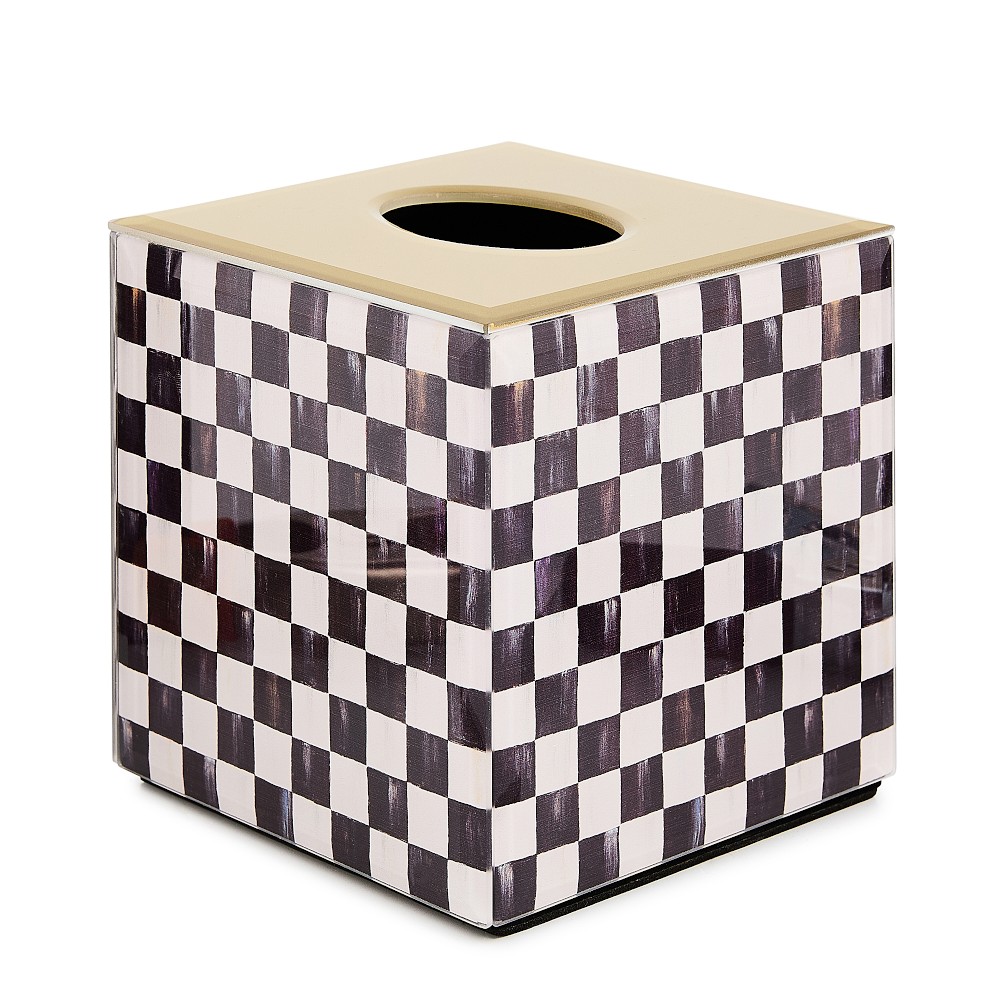 MacKenzie Childs Courtly Check Glass Boutique Tissue Box Cover