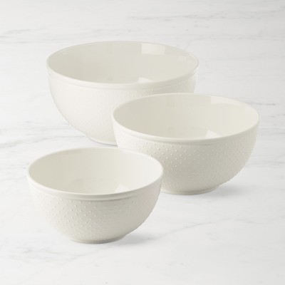Swiss Dot Ceramic Bowls, Set of 3