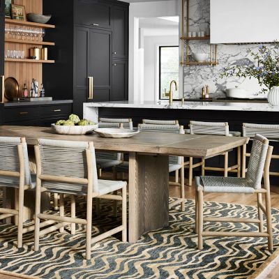 Knife Edge Extendable Rectangular Dining Table, Cerused Heritage Gray (96
