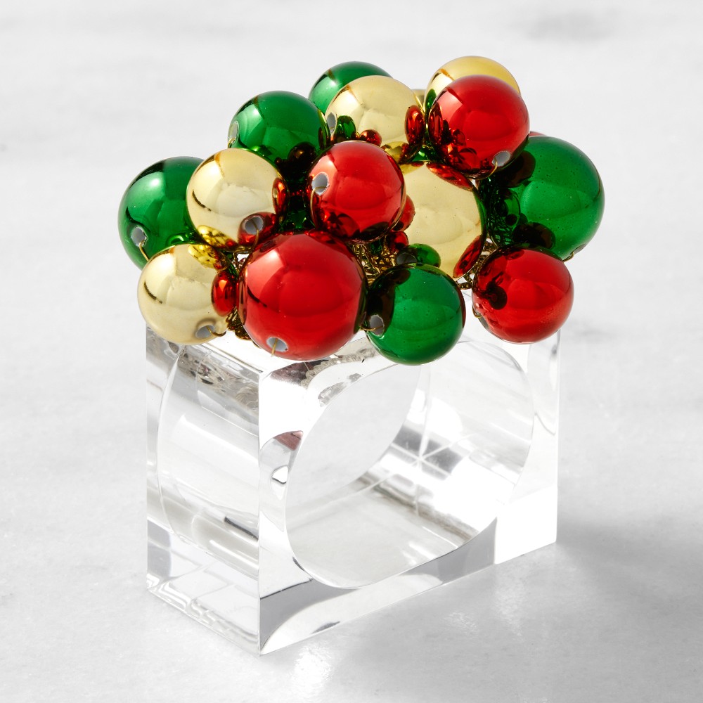 Kim Seybert x Williams Sonoma Holiday Bauble Napkin Rings, Set of 4
