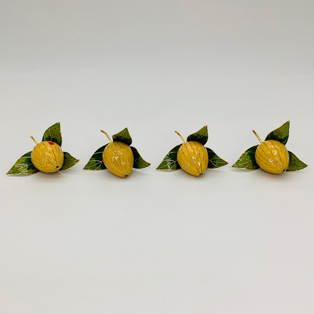 OPEN BOX: Lemon Cloisonné Napkin Rings, Set of 4