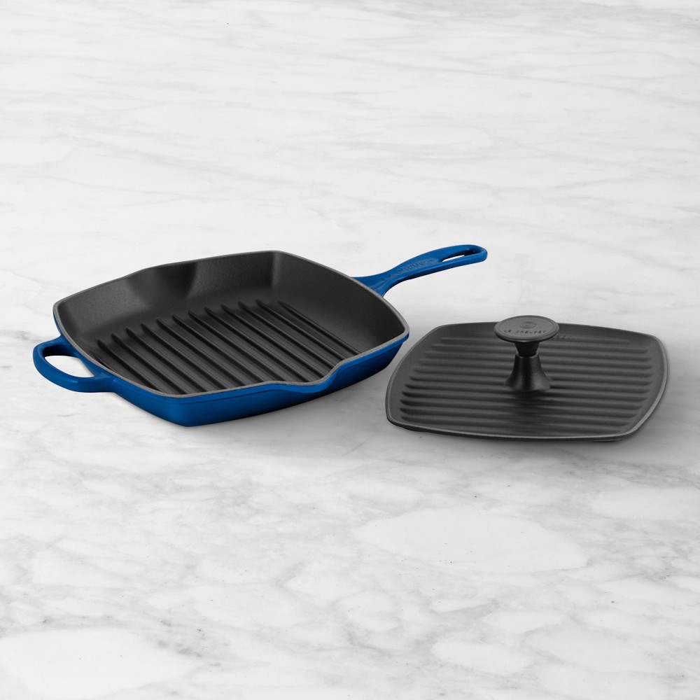 Le Creuset Signature Enameled Cast Iron Square Grill Pan & Press Set