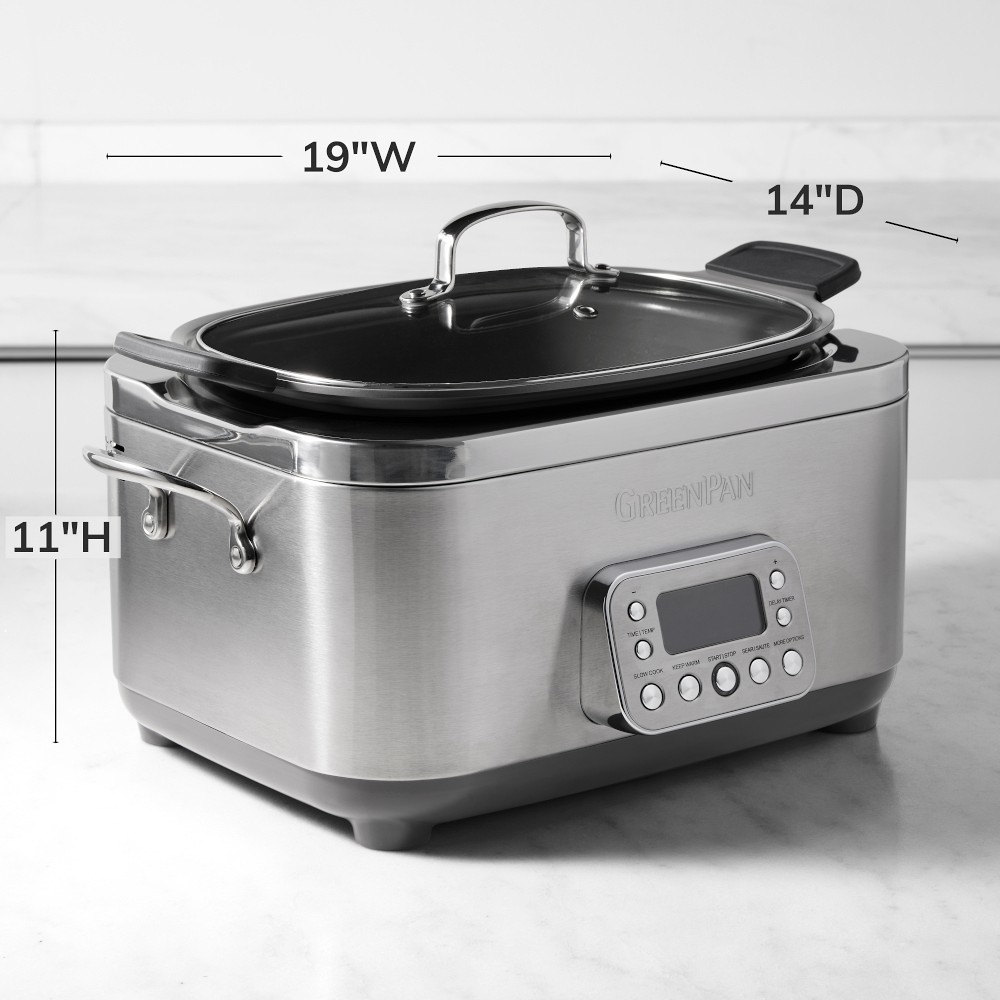 GreenPan™ Premiere Stainless-Steel Slow Cooker, 6-qt