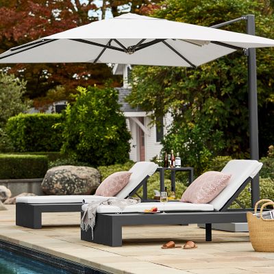 Larnaca Slate Grey Metal Chaise with Built in Table