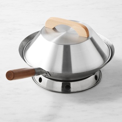 Williams Sonoma Carbon Steel Round-Bottom Wok with Ring and Wok Lid
