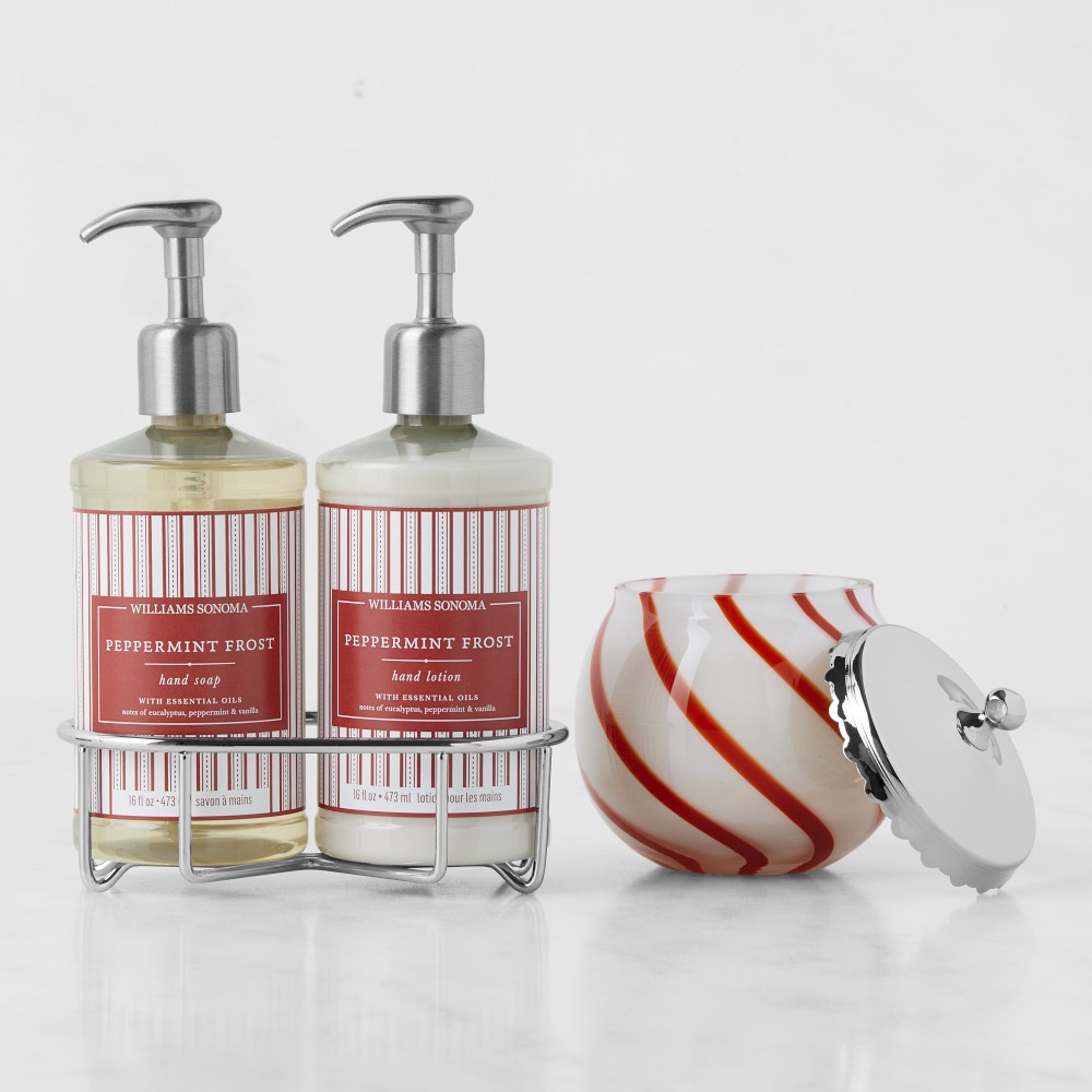 Williams Sonoma Peppermint Hand Soap, Lotion & Figural Candle 4-Piece Set