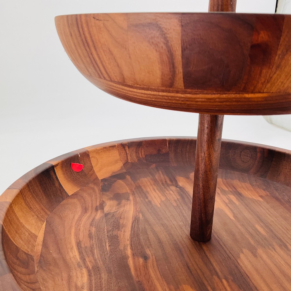 OPEN BOX: Walnut Tiered Fruit Bowl