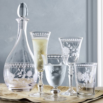 Vintage Etched Goblets, 9-oz