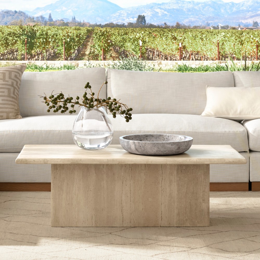 Ortega Travertine Rectangular Coffee Table (48