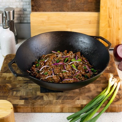 Lodge Seasoned Cast Iron Wok, 16 3/4