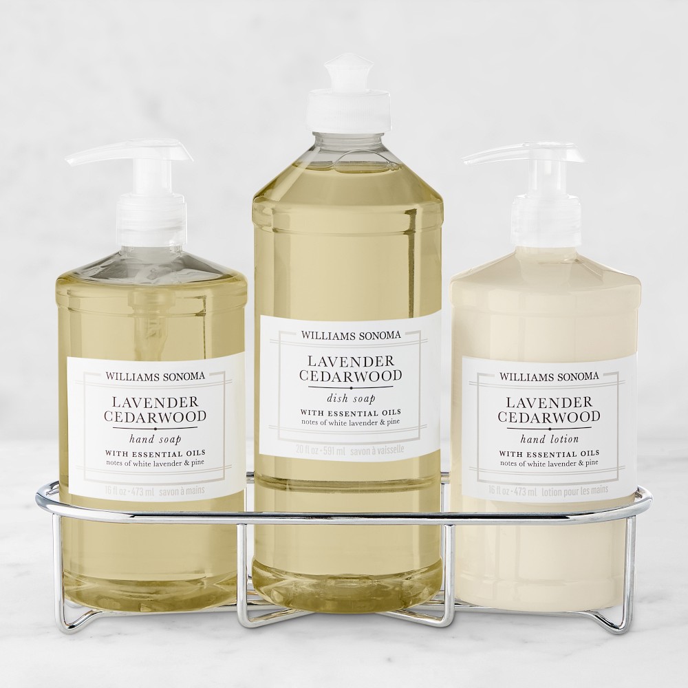 Williams Sonoma Lavender Cedarwood Hand Soap, Dish Soap & Lotion 4-Piece Kitchen Set