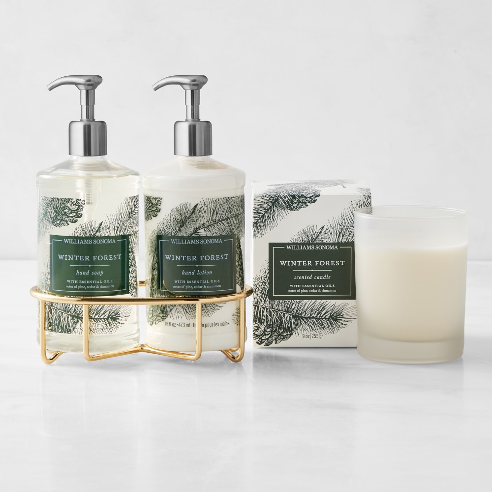 Williams Sonoma Winter Forest Hand Soap, Lotion & Candle 4-Piece Set