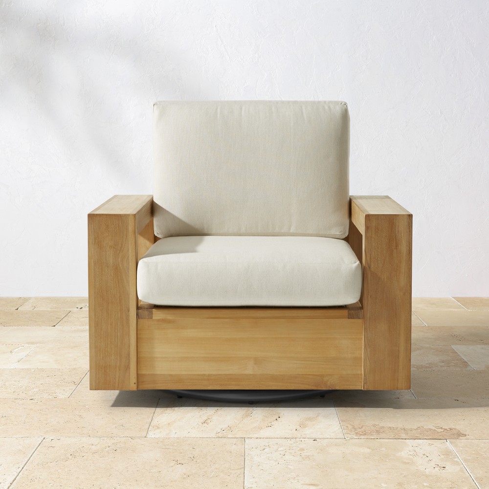 OPEN BOX: Larnaca Teak Swivel Chair, Natural