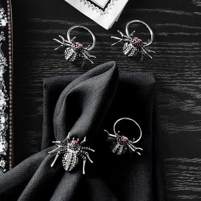 Jeweled Spider Napkins Rings, Set of 4