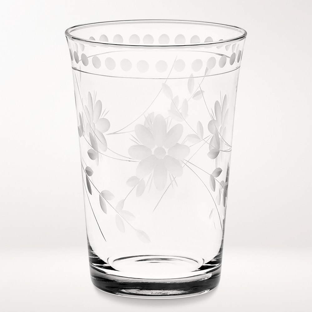OPEN BOX: Vintage Etched Tumblers, Set of 4, Clear