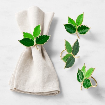 Cloisonné Leaf Napkin Rings, Set of 4