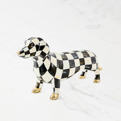 Mackenzie Childs Courtly Check Dachshund Figurine