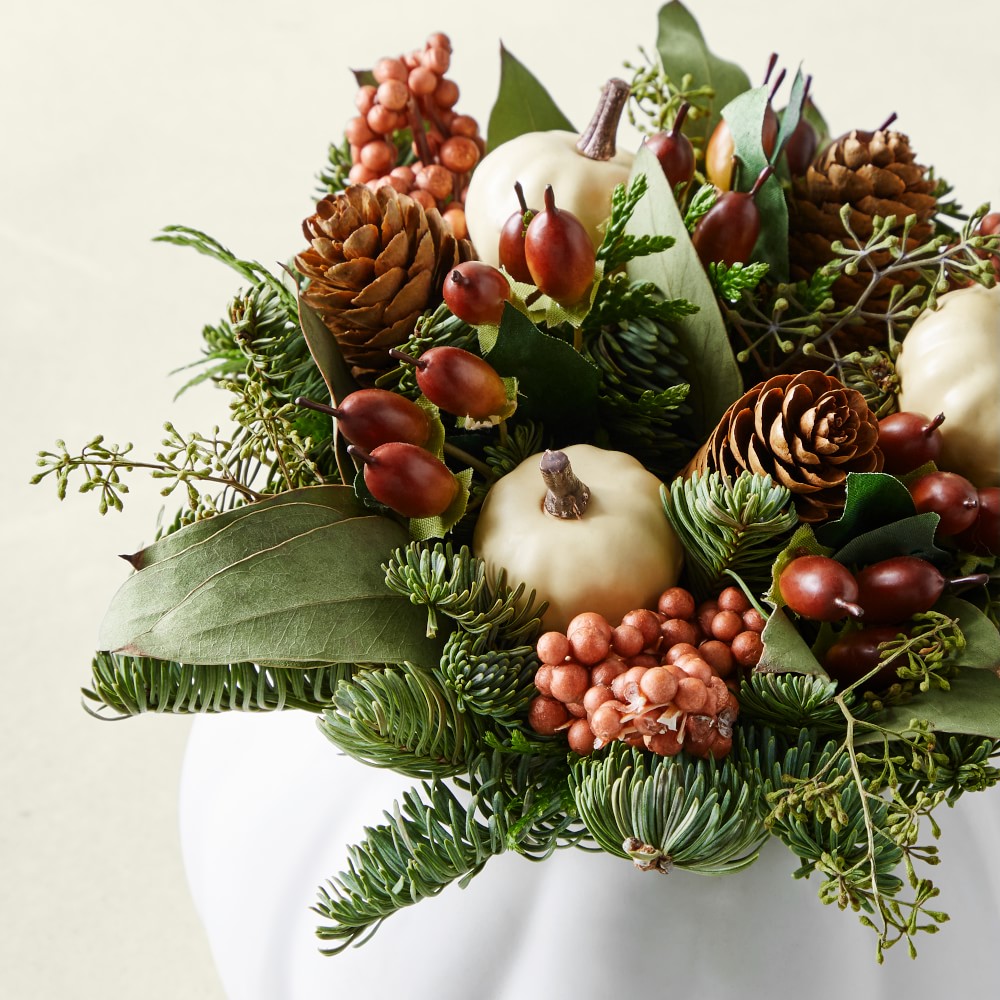White Fall Pumpkin Live Centerpiece