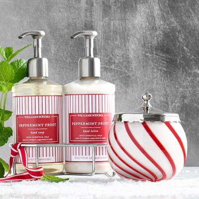 Williams Sonoma Peppermint Hand Soap, Lotion & Figural Candle 4-Piece Set