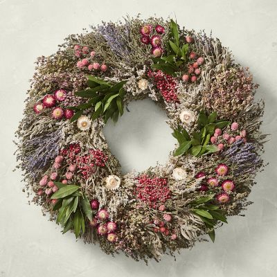 Pink Floral Garden Live Wreath, 30