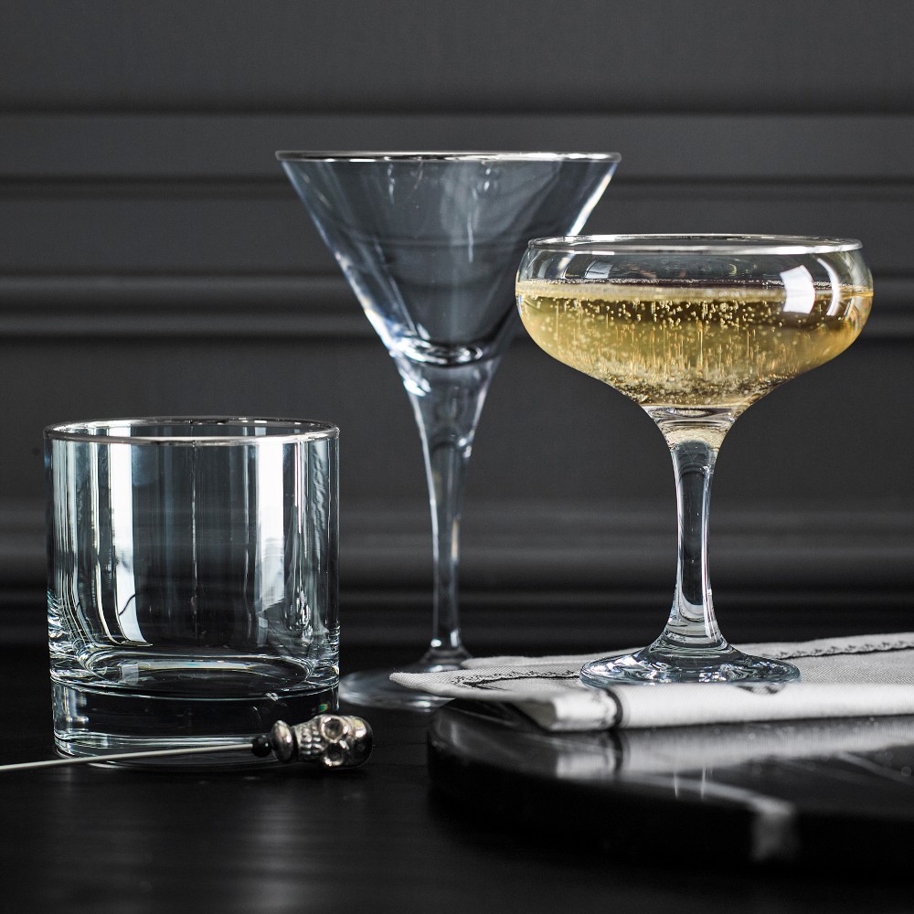 Silver Rim Coupe Glasses