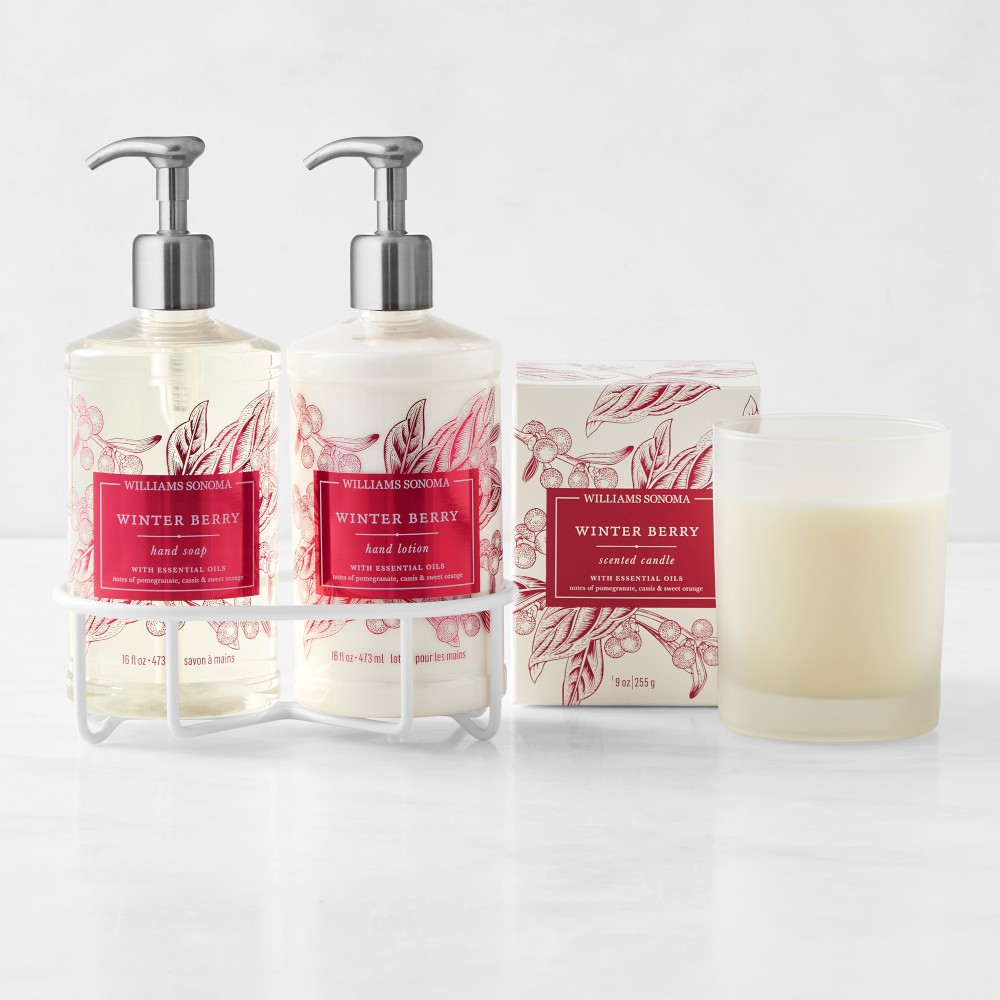 Williams Sonoma Winter Berry Hand Soap, Lotion & Candle 4-Piece Set