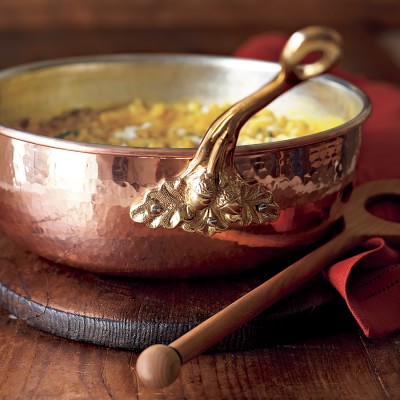 Ruffoni Historia Hammered Copper Chef’s Pan with Acorn Handle and Risotto Spoon